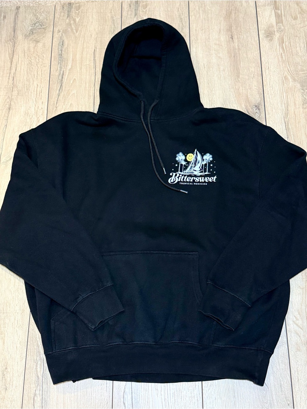 Bittersweet Tropical Medicine Graphic Hoodie Black Sailboat XL - Picture 4 of 13